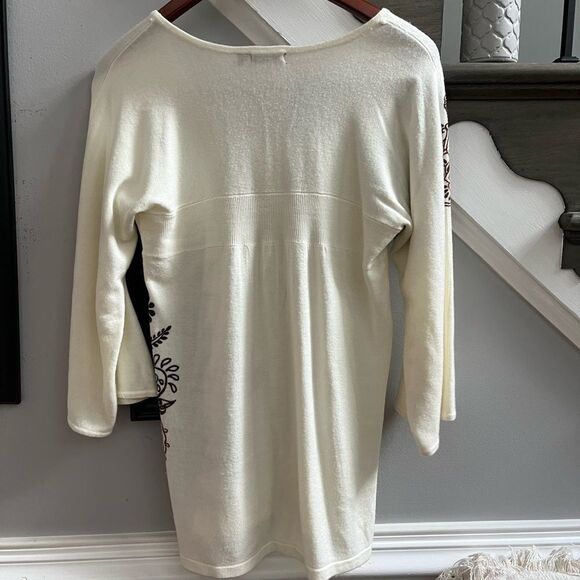 Apt. 9 Cream Henna Print Embellished Tunic Sweater sz L - Picture 6 of 6
